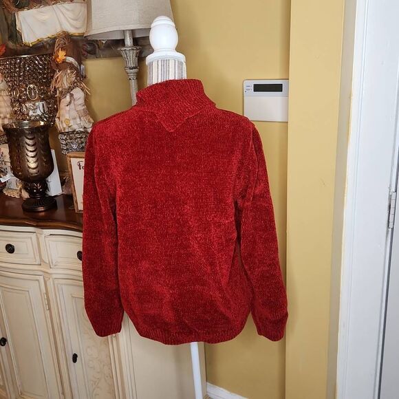 Alfred Dunner chenille floral embroidered turtleneck rust women's size Small - Picture 5 of 5